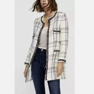 Zara Plaid Long Coat Jacket